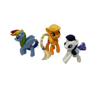 My Little Pony 3in Lot Rainbow Dash Applejack Rarity Hasbro G4 Figures